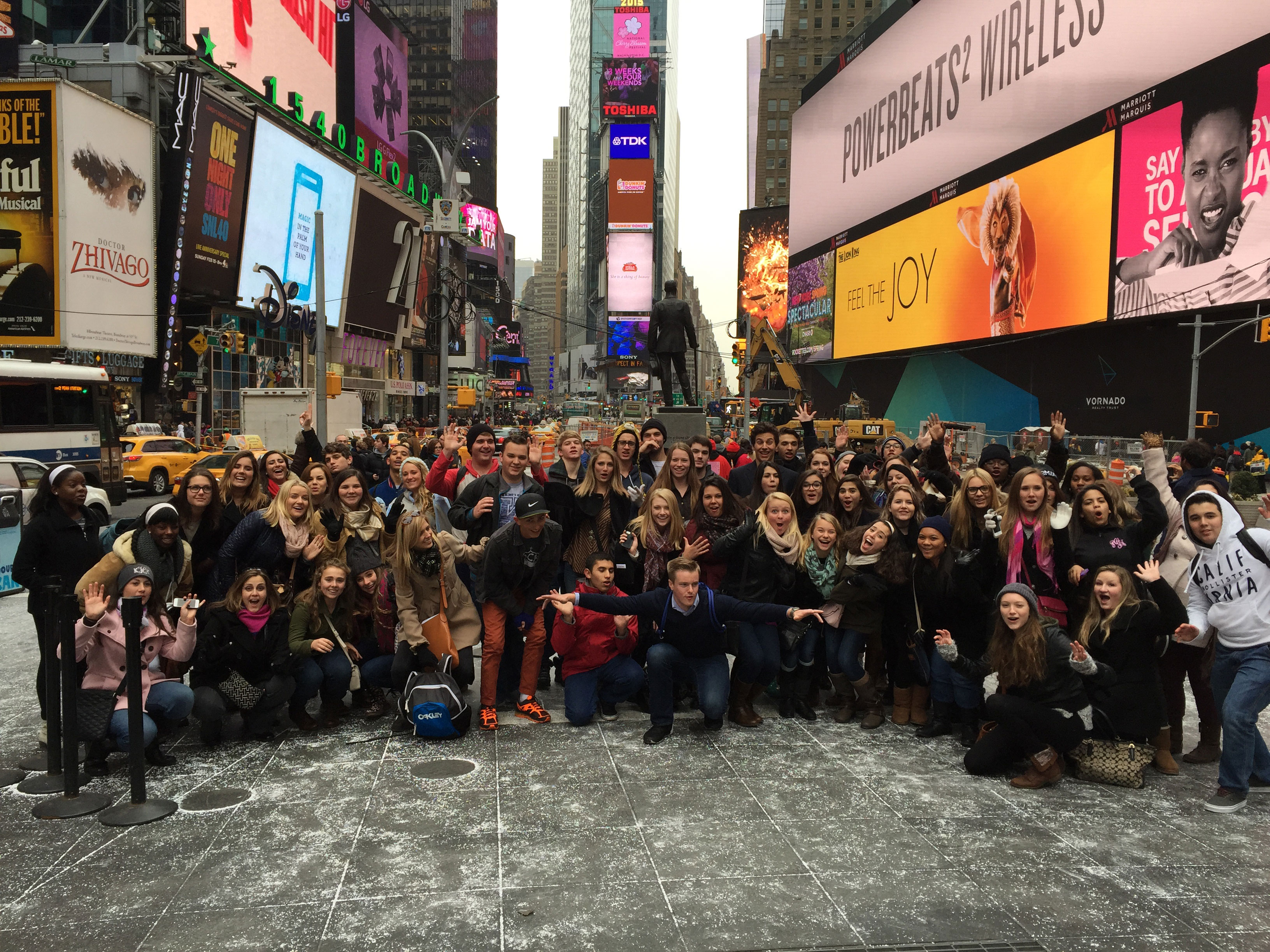 TKA performing arts students in Times Square
