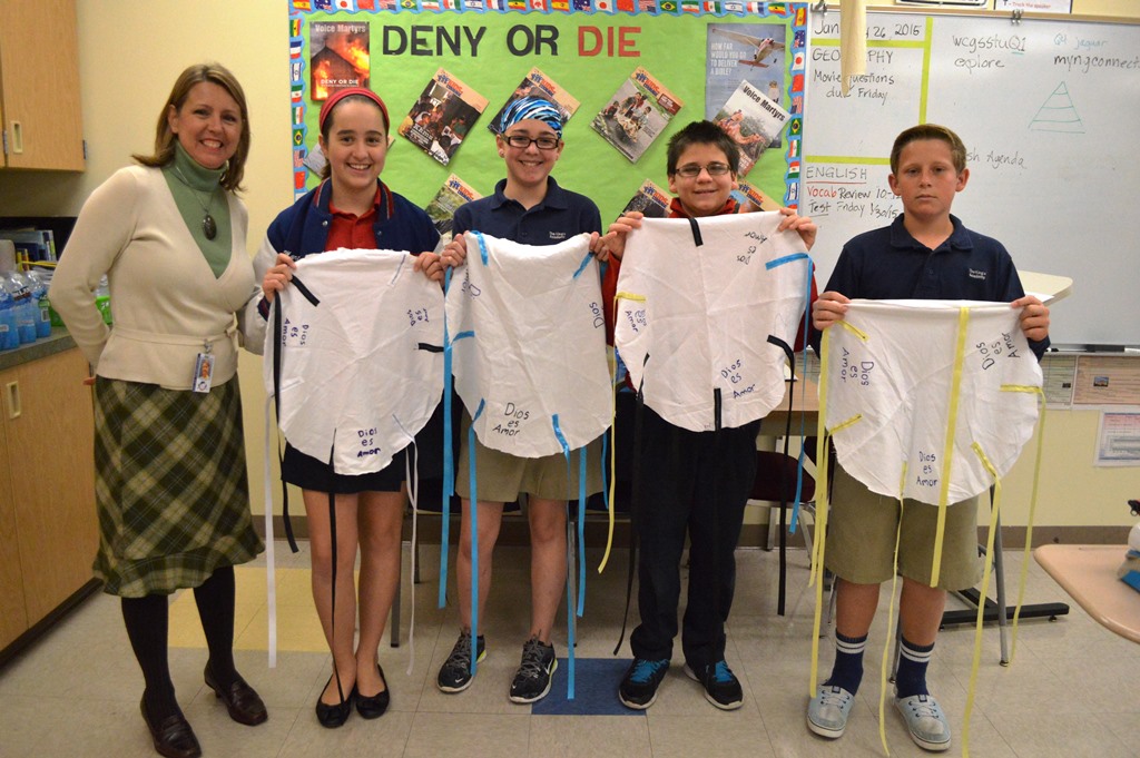 Mrs. Cathe Smythe, Abigail Martin, Olivia Smolchek, Benji Huether, and Chris Erneston